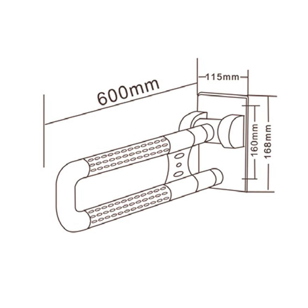 Поручень для ванной и туалета откидной для инвалидов и пожилых людей 600 мм высота 200х135 мм. AISI 304 HS-018 - фото 5 - id-p2099311171
