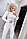Яркий молодежный прогулочный женский костюм в рубчик, белый, фото 5
