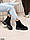 Жіночі замшеві черевики зимові на низькому ходу Чорні, фото 7