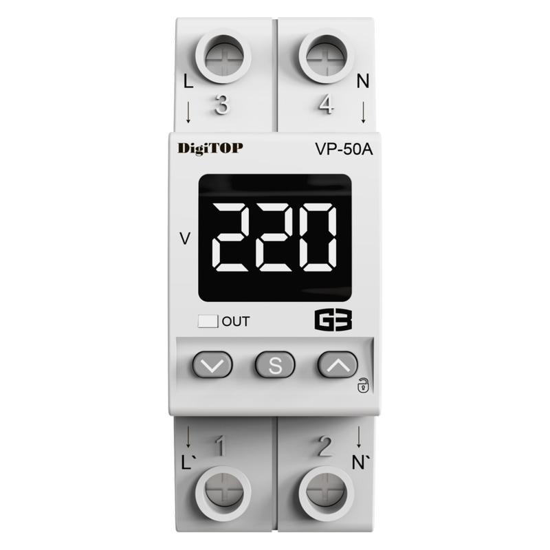 Реле напруги DigiTop VP-50A M2W біла індикація