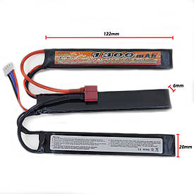 Акумулятор LiPo 11.1V 1300mah - 3 stick 20-40C нунчаки Т-конектор (VBPower) (для страйкболу)