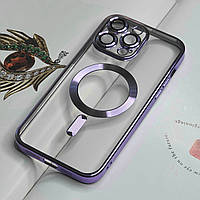 Фиолетовый чехол на iPhone 14 Pro Max. Защита камеры, глянцевый цвет