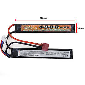 Акумулятор Li-Po 11.1V 1300mah-2+1 stick 20-40C нунчаки Т-конектор (VBPower) (для страйкболу)