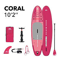 Надувная SUP доска сап борд универсальный 10'2" Aqua Marina Coral Raspberry BT-23COPR