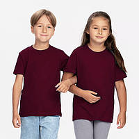 Детская футболка JHK, базовая, однотонная, для мальчика или девочки, бордовая, размер 98, на 3/4 года