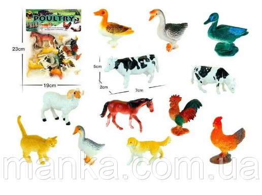 Набір домашніх тварин арт. 303-295 свійські , 12шт. пакет 19*23см, фото 1