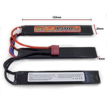 Акумулятор Li-Po 11.1V 1500mah - 3 stick 20-40C нунчаки Т-конектор (VBPower) (для страйкболу), фото 3