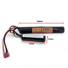 Акумулятор Li-Ion 11.1V 1500mAh 2+1 stick 20-40C круглий, Т-конектор (VBPower) (для страйкболу), фото 4