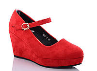 Жіночі туфлі червоні замші на танкетці розмір 37 38 40