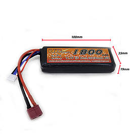 Акумулятор LiPo 11.1V 1800mAh - stick  20-40C Т-конектор (VBPower) (для страйкболу)