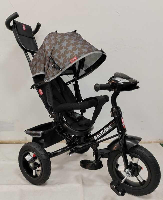 Триколісний велосипед дитячий із ручкою Best Trike 3390 / 40-055, надувні колеса, Фара USB, Bluetooth, пульт, фото 1