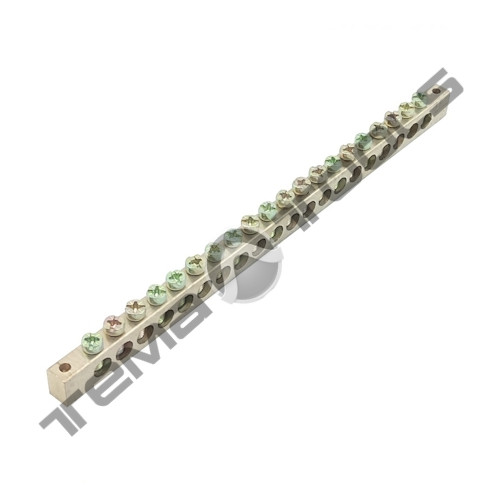 Шина нульова 18/2 8х12. Колодка нульова PE/N на DIN-рейку (брусок шини)