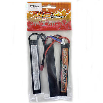 Акумулятор LiPo 11.1V 2000mah - 3 stick 20-40C нунчаки Т-конектор (VBPower) (для страйкболу), фото 3