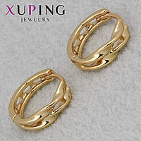 Серёжки женские позолота 18K Xuping Jewelry кольцо конго волнистые размер изделия 15х4 мм