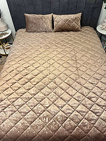 Покривало коричневе з подушками  220/240