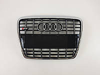 Решітка радіатора Audi A6 2004-2011 рік Чорна з хромом (в стилі S-Line)