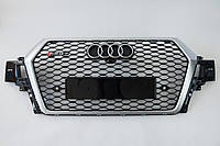 Решітка радіатора Audi Q7 2015-20 рік Чорна з сірою рамкою (в стилі RS)