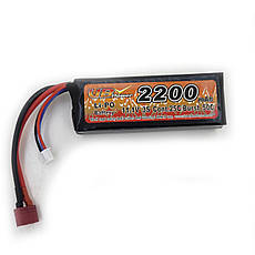 Акумулятор Li-Ion 11.1V 2200mAh - stick 25-50C моноблок Т-конектор (VBPower) (для страйкболу), фото 5