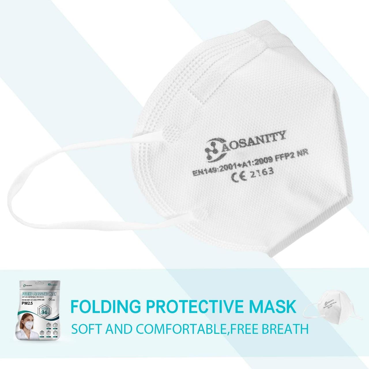 Маска для захисту здоров'я Aosanity KN95/FFP2, 4-шарова респіраторна маска (10 шт.), Amazon, Германі