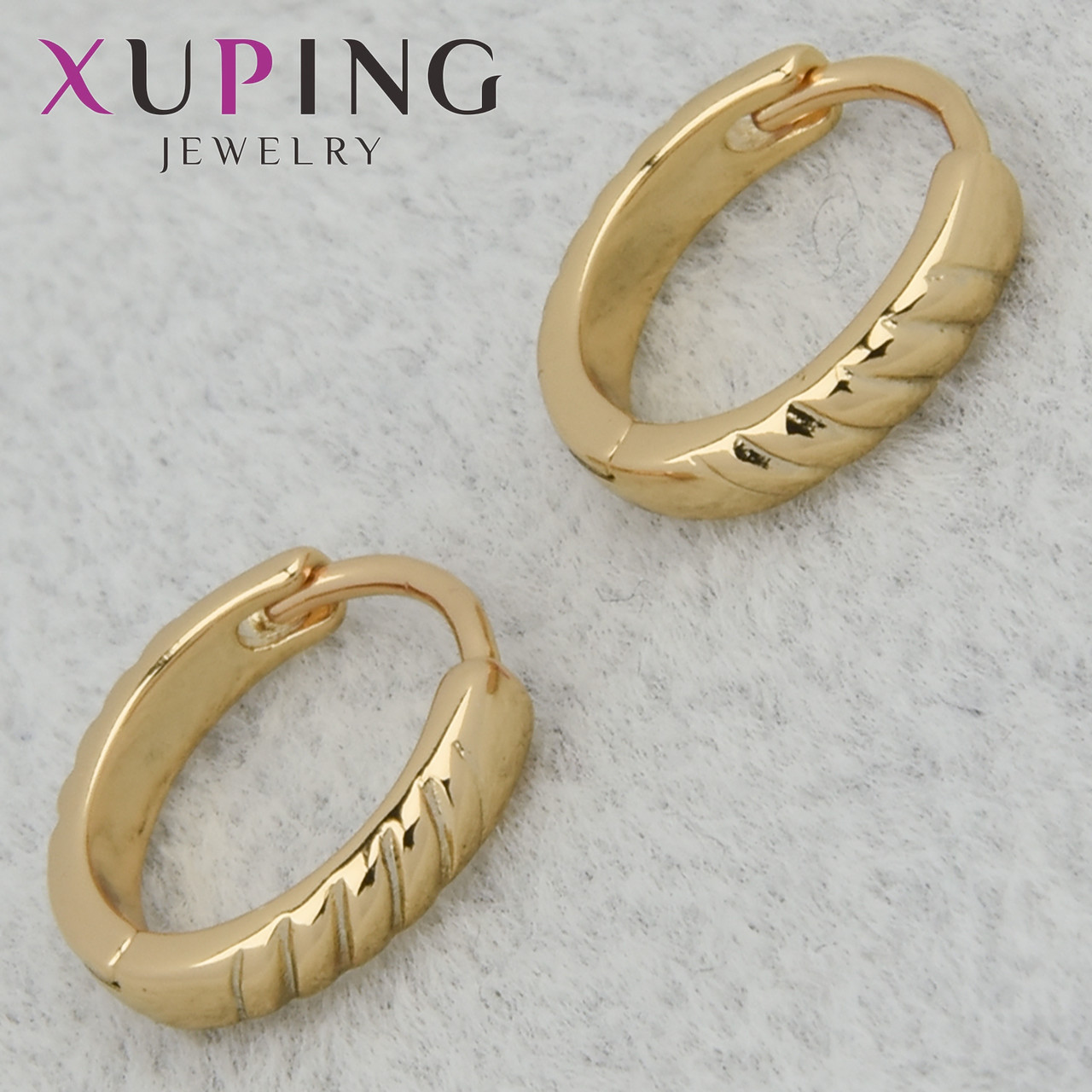 Серёжки женские позолота 18K Xuping Jewelry кольцо конго с узорами размер изделия 13х2 мм - фото 1 - id-p2099353303