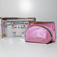 Косметички набір 3в1 киця силікон з текстилем