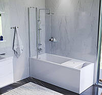 Душова шторка на ванну 80х140 см, розпашна з нерухомою стінкою AM.PM WU90BS-D3W5-140CT Gem