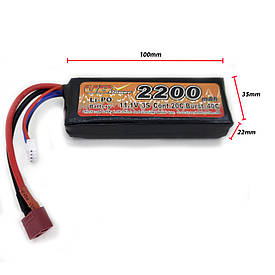 Акумулятор LiPo 11.1V 2200mAh - stick 20-40C моноблок Т-конектор (VBPower) (для страйкболу)