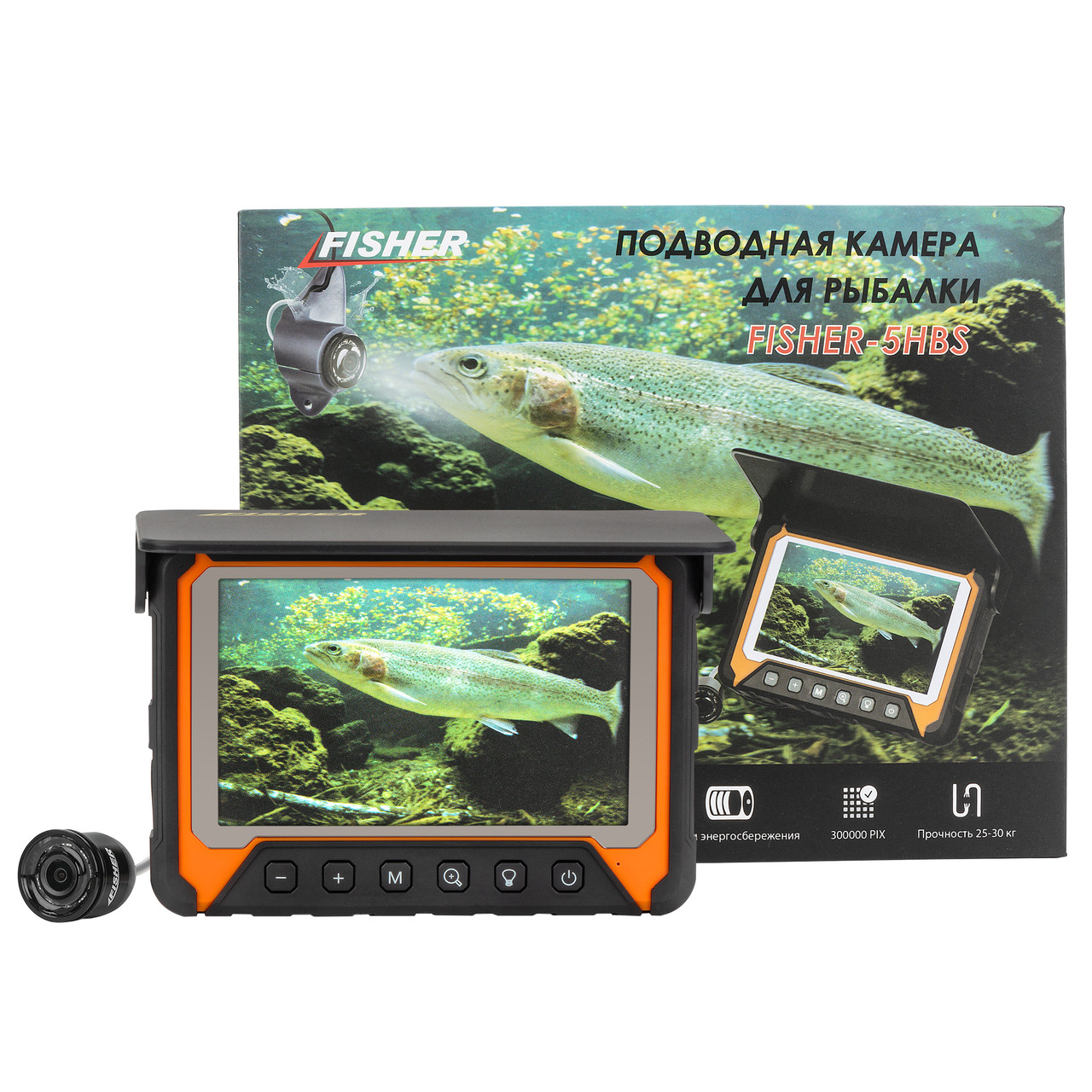 Підводна камера Fisher 5HBS кабель 15 м з вимкненням LED IPS LCD екран 4000mAh з відео записуванням, фото 1