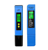 Комплект тестеров качества воды солемер TDS EC и PH-02 (синий)