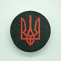 Таблетница на 3 отделения, круглая, с гербом Украины, черная