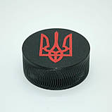 Таблетниця на 3 відділення, кругла, з гербом України, чорна, фото 2