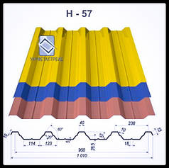 Профнастил Н-57 Укрметалтрейд 0,45 RAL