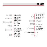 Набір інструментів 1/2" і 1/4", 77 одиниць INTERTOOL ET-6077, фото 7