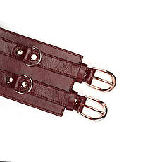 Шкіряний пояс для бондажу Liebe Seele Wine Red Waist Cuff S Size, фото 4