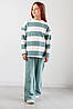 Костюм для дівчинки тринитка Туреччина штани палаццо колір мята і кофта у смужку, фото 6