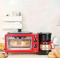 Печь электрическая настольная для кухни с кофеваркой и сковородой RAF R-53O8 Красная/Red 1050W