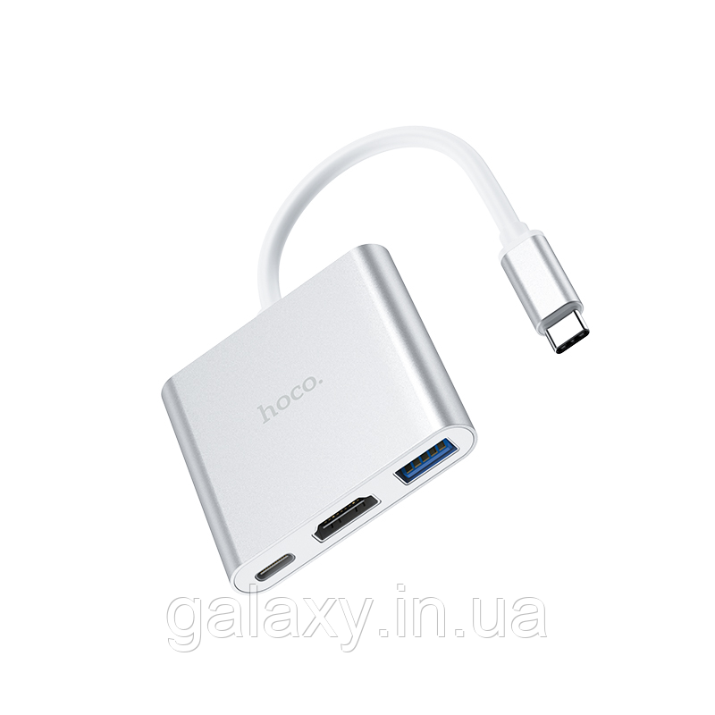 Хаб Hoco Type-C to (HDMI + USB3.0 + Type-C) 15см адаптер HB14, фото 1