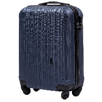 Маленький синий чемодан дорожный пластиковый WINGS чемодан для ручной клади S чемодан на 4 колесиках