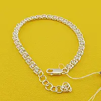 Срібний жіночий браслет із камінням цирконій плетіння арабський Бісмарк срібло 925 проби. Розмір 16-18 см