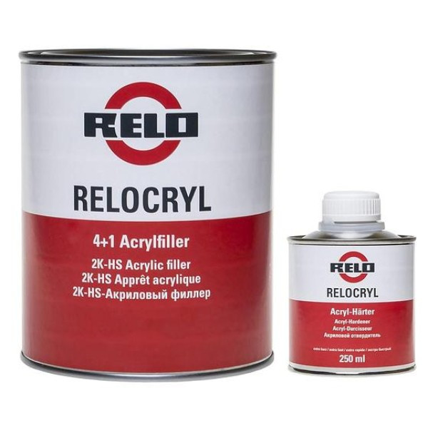 Грунт-наповнювач Relo Relocryl HS 1 л темно-сірий + затверджувач 0.25 л