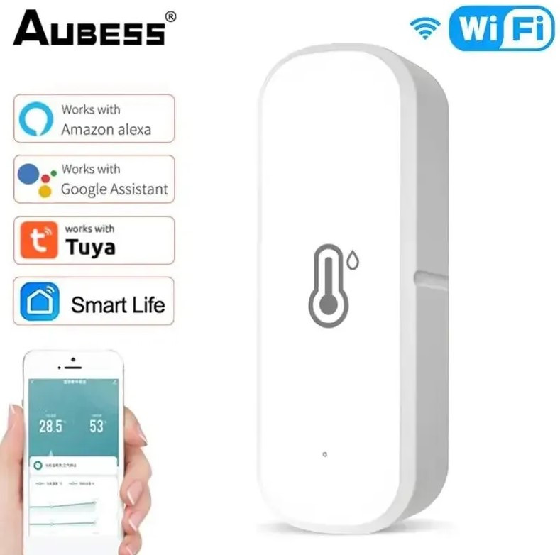 Розумний датчик температури і вологості WiFi Aubess Tuya Smart Life гігрометр термометр