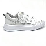 Жіночі шкіряні кеди кросівки білого кольору на ліпучці Sergio Billini 597/100/W розмір 36, фото 4