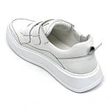 Жіночі шкіряні кеди кросівки білого кольору на ліпучці Sergio Billini 597/100/W розмір 36, фото 5