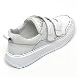 Жіночі шкіряні кеди кросівки білого кольору на ліпучці Sergio Billini 597/100/W розмір 36, фото 7