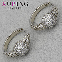 Серёжки женские фирма Xuping Jewelry родий кольцо конго камень белый циркон размер изделия 20х20 мм