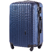 Пластиковый средний синий чемодан с расширением WINGS дорожный качественный чемодан М на колесах