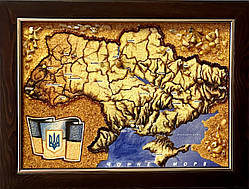 Картина з бурштину "Мапа України" 30*40 см, карта Україні з бурштину