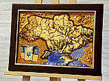 Картина з бурштину "Мапа України" 30*40 см, карта Україні з бурштину, фото 2