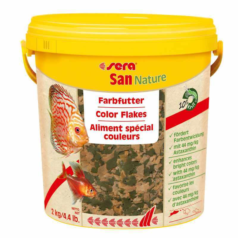 Sera San Nature сухий корм для посилення забарвлення для всіх декоративних акваріумних риб, пластівці, 10000 мл (2 кг)