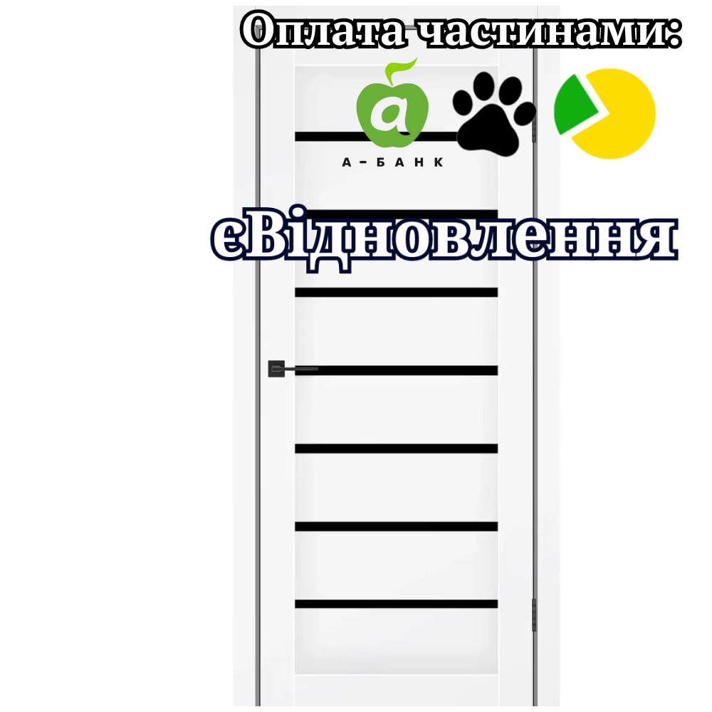 Двері Lira Сніжний мат екошпон зі склом Чорний